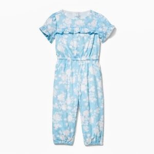 Janie & Jack Blue Floral Jacquard Jumpsuit
